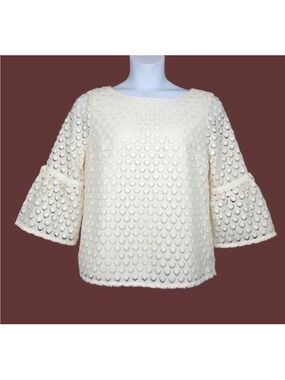 Talbots Womens RSVP 3/4 Bell Sleeve Ivory Lace Top Size 2X NWT